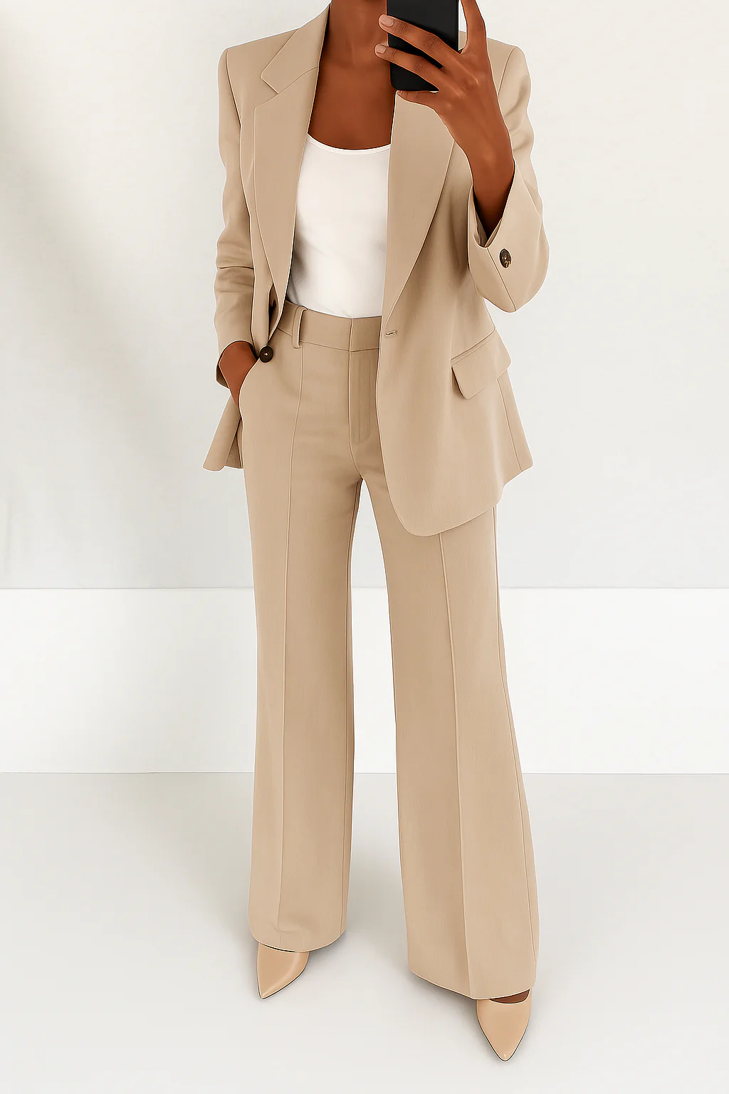 Women's Tailored Button Front Blazer – Smart Workwear Jacket for Office and Cooler Evenings