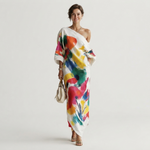 Women's Abstract Print Maxi Dress – Artistic Long Summer Dress for Events & Holidays