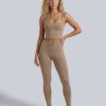 Women's Brown Marl Cropped Tank Top – Stretch Jersey Sleeveless Summer Top