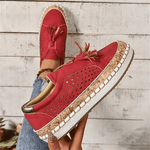 Women's Perforated Slip-On Loafers with Tassels – Breathable Flats for Summer Days