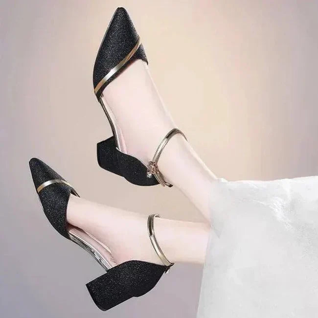 Women's Glitter Block Heel Sandals – Party, Wedding and Evening Occasion Heels