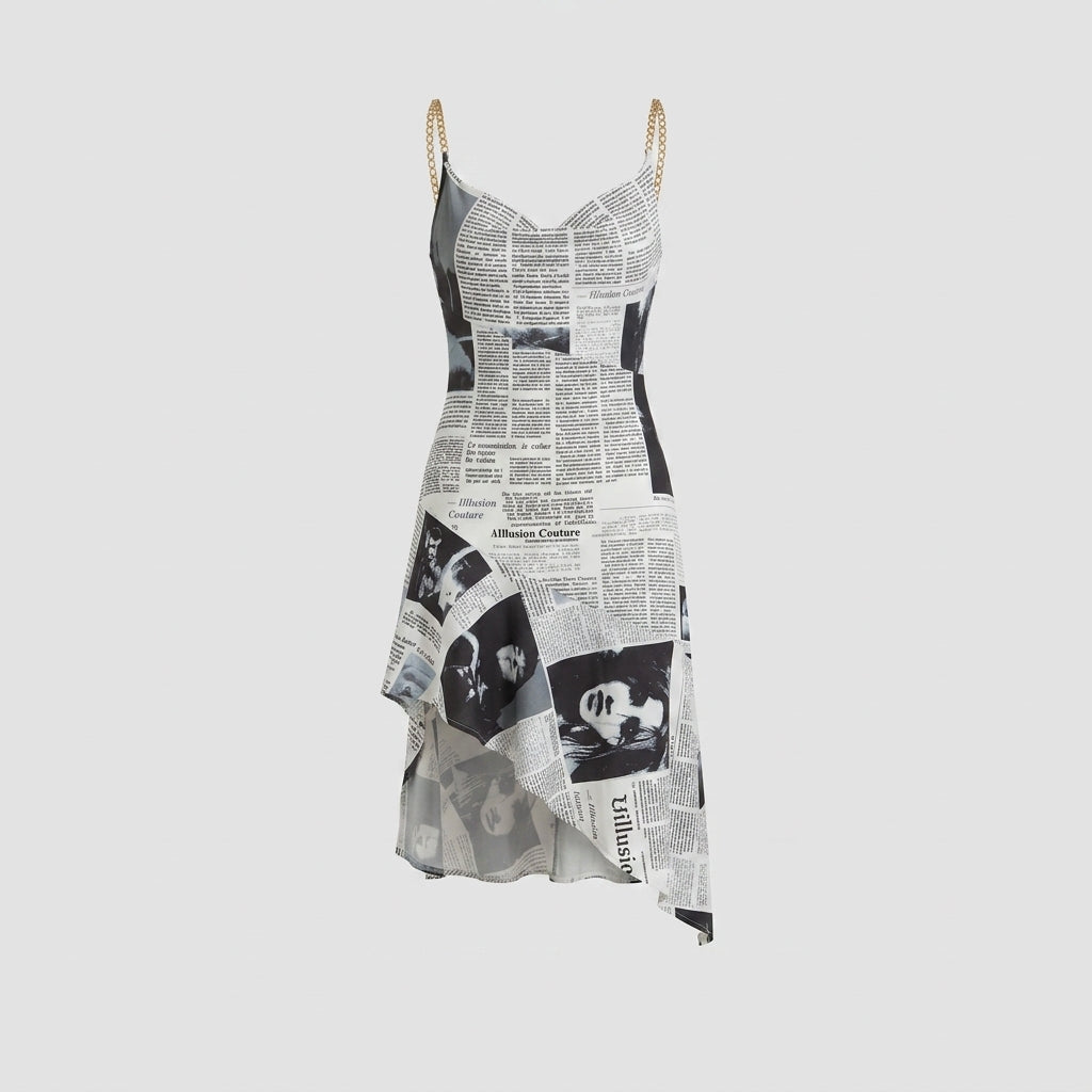 Women's Printed Strapless Asymmetric Mini Dress – Summer Party & Evening Dress