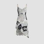Women's Printed Strapless Asymmetric Mini Dress – Summer Party & Evening Dress