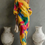 Women's Abstract Print Maxi Dress – Artistic Long Summer Dress for Events & Holidays
