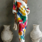 Women's Abstract Print Maxi Dress – Artistic Long Summer Dress for Events & Holidays