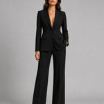 Women's Tailored Blazer and Wide Leg Pants Co-Ord Set – Two-Piece Workwear Suit
