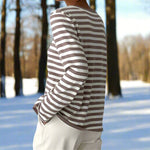 Women's Striped Long Sleeve T-Shirt with Crew Neck – Relaxed Fit Casual Everyday Top