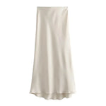 Women's Satin Midi Skirt with Flowing Fit – Elegant Skirt for Work, Brunch & Events