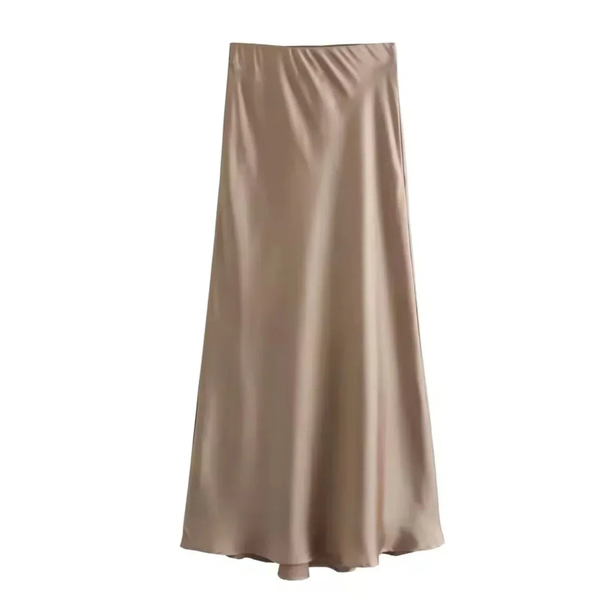 Women's Satin Midi Skirt with Flowing Fit – Elegant Skirt for Work, Brunch & Events