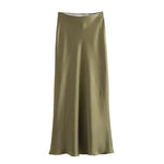 Women's Satin Midi Skirt with Flowing Fit – Elegant Skirt for Work, Brunch & Events