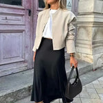 Women's Satin Midi Skirt with Flowing Fit – Elegant Skirt for Work, Brunch & Events
