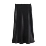 Women's Satin Midi Skirt with Flowing Fit – Elegant Skirt for Work, Brunch & Events