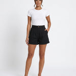 Women's High-Waist Wide-Leg Shorts with Turn-Up Hem – Cotton Blend Summer Shorts