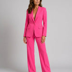 Women's Tailored Blazer and Wide Leg Pants Co-Ord Set – Two-Piece Workwear Suit