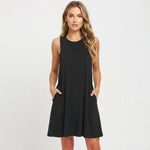 Women's Sleeveless Swing Mini Dress – Relaxed Flowy Summer Dress for Day Outings & Brunch