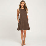 Women's Sleeveless Swing Mini Dress – Relaxed Flowy Summer Dress for Day Outings & Brunch