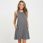 Women's Sleeveless Swing Mini Dress – Relaxed Flowy Summer Dress for Day Outings & Brunch