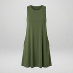 Women's Sleeveless Swing Mini Dress – Relaxed Flowy Summer Dress for Day Outings & Brunch
