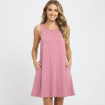 Women's Sleeveless Swing Mini Dress – Relaxed Flowy Summer Dress for Day Outings & Brunch