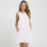 Women's Sleeveless Swing Mini Dress – Relaxed Flowy Summer Dress for Day Outings & Brunch