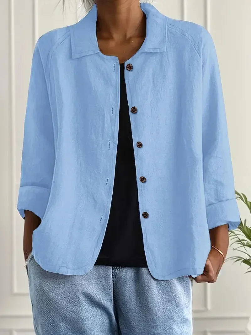 Women's Lightweight Button-Through Casual Jacket – Relaxed Spring Layer for Everyday Wear