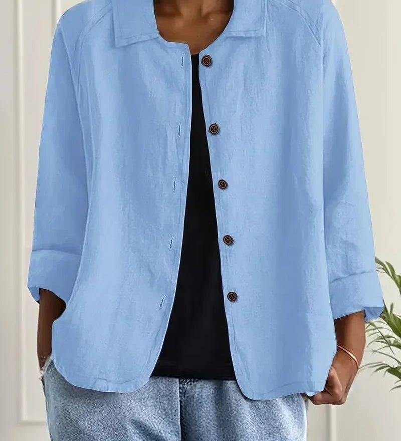 Women's Lightweight Button-Through Casual Jacket – Relaxed Spring Layer for Everyday Wear