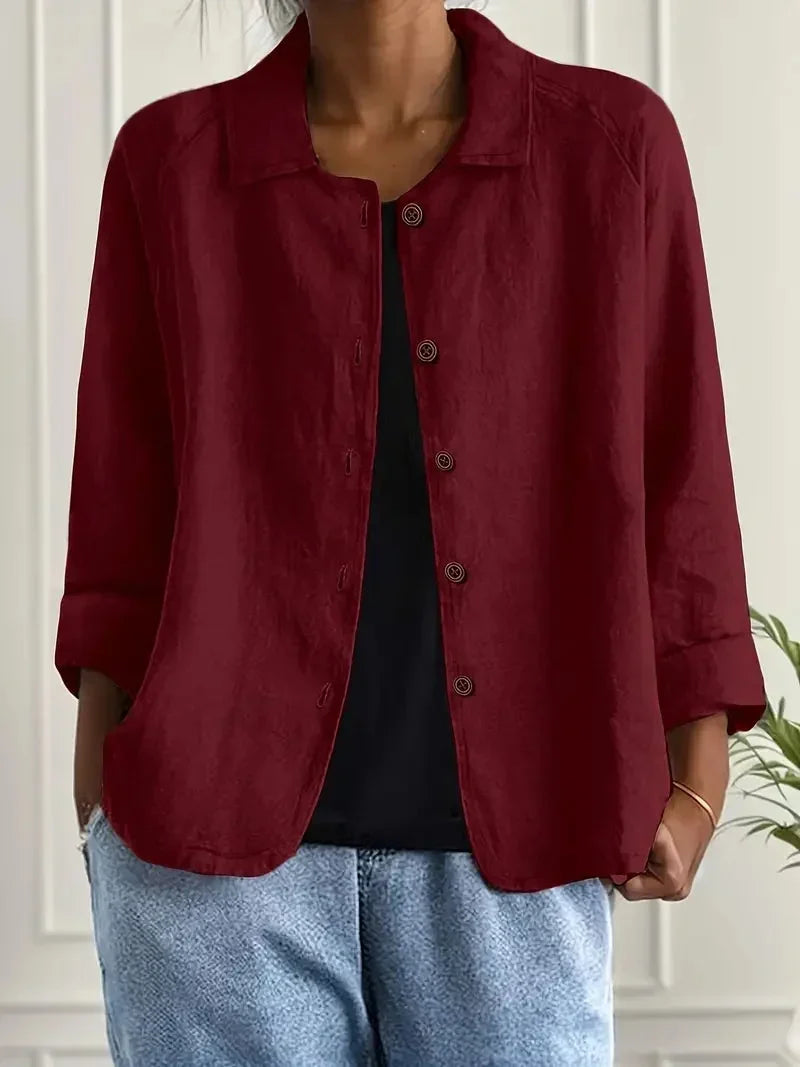 Women's Lightweight Button-Through Casual Jacket – Relaxed Spring Layer for Everyday Wear