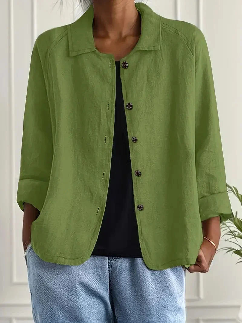 Women's Lightweight Button-Through Casual Jacket – Relaxed Spring Layer for Everyday Wear