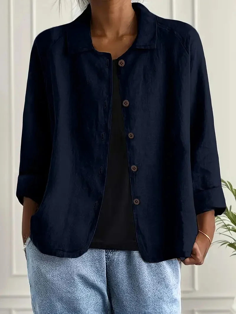 Women's Lightweight Button-Through Casual Jacket – Relaxed Spring Layer for Everyday Wear