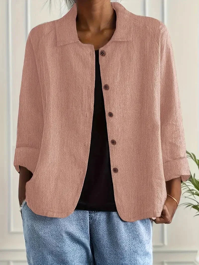 Women's Lightweight Button-Through Casual Jacket – Relaxed Spring Layer for Everyday Wear