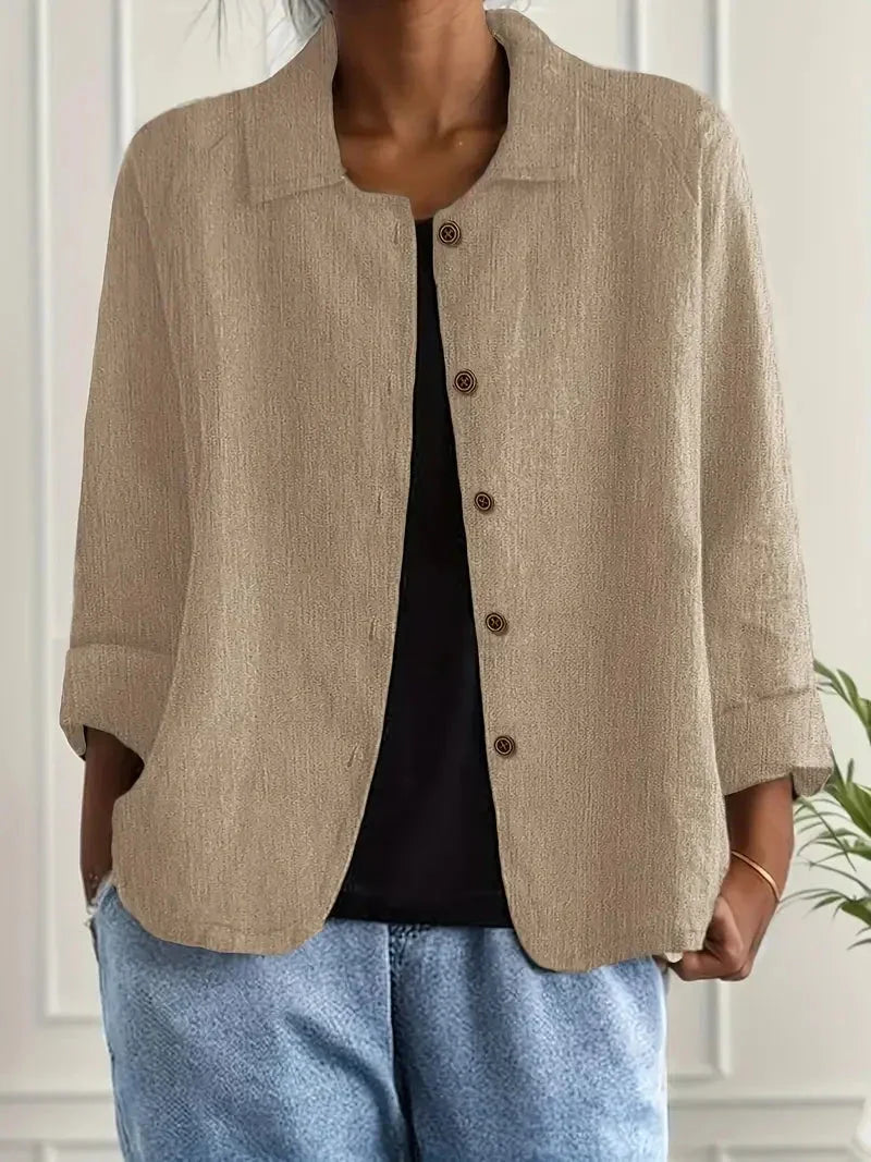 Women's Lightweight Button-Through Casual Jacket – Relaxed Spring Layer for Everyday Wear
