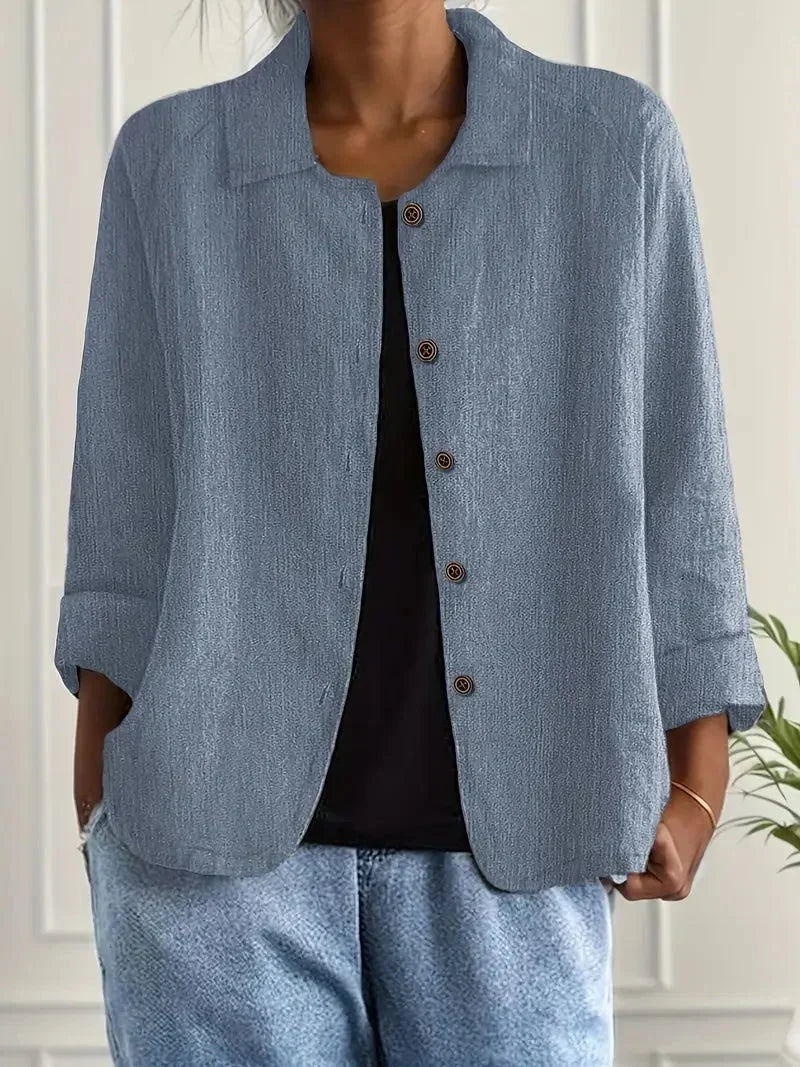 Women's Lightweight Button-Through Casual Jacket – Relaxed Spring Layer for Everyday Wear