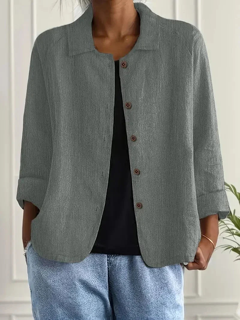 Women's Lightweight Button-Through Casual Jacket – Relaxed Spring Layer for Everyday Wear