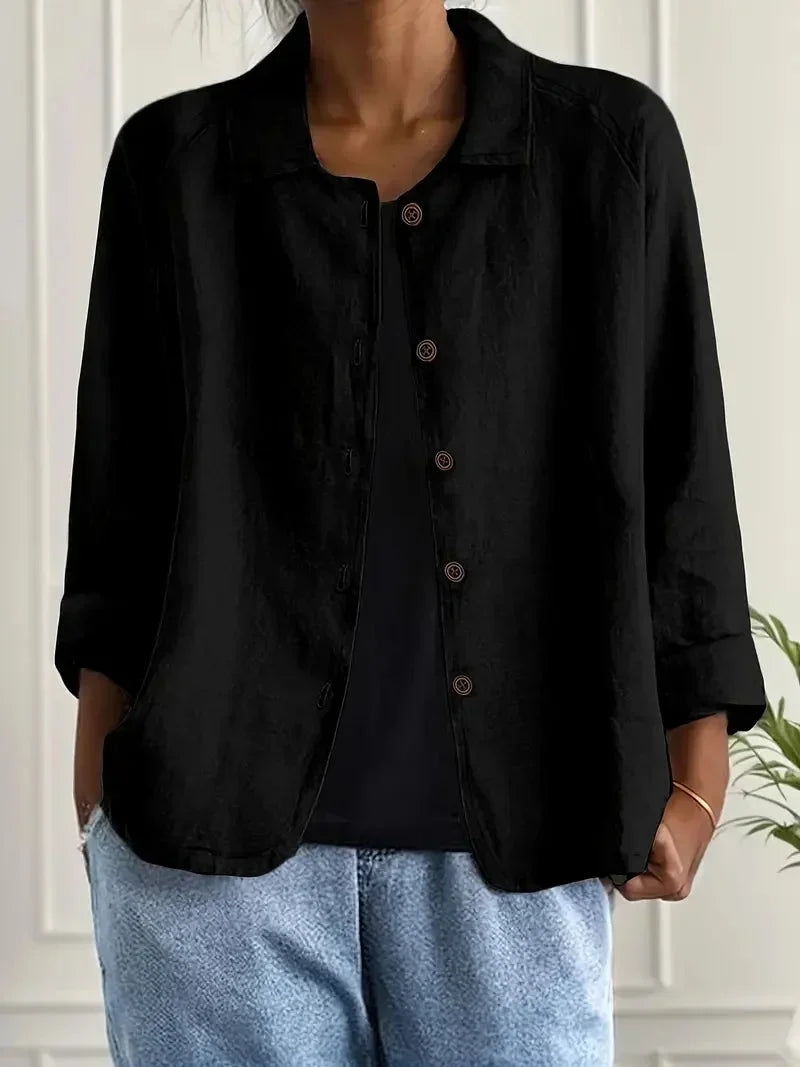 Women's Lightweight Button-Through Casual Jacket – Relaxed Spring Layer for Everyday Wear