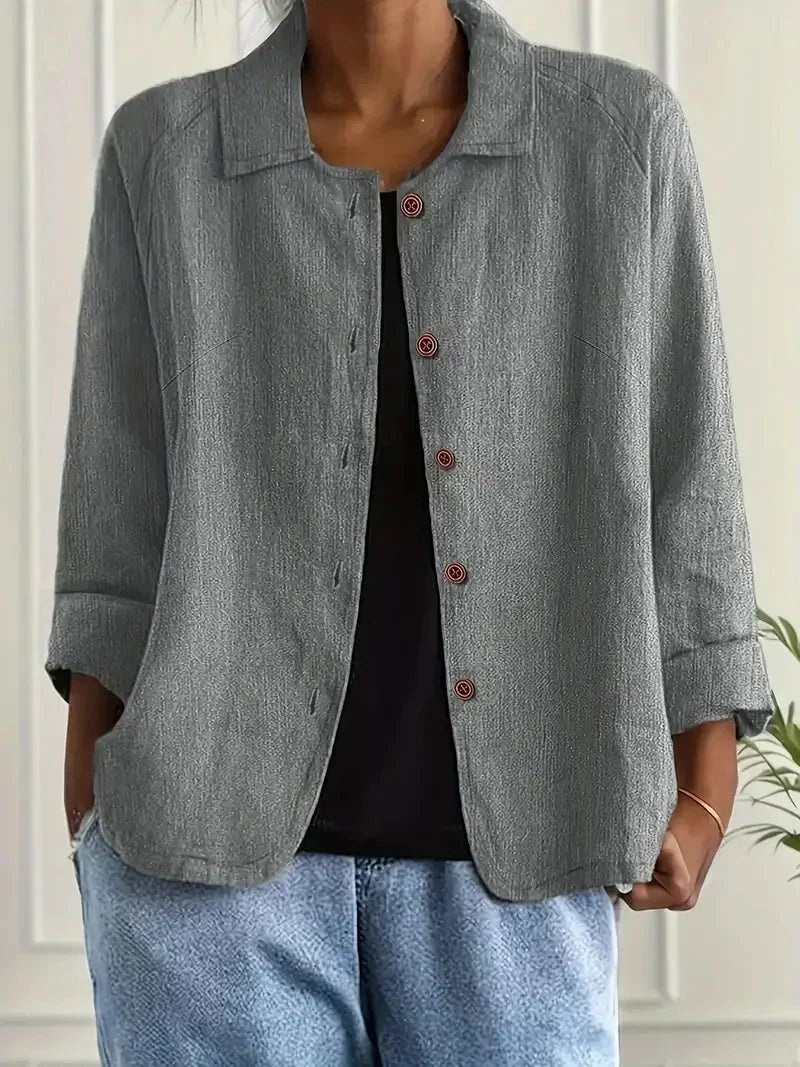 Women's Lightweight Button-Through Casual Jacket – Relaxed Spring Layer for Everyday Wear