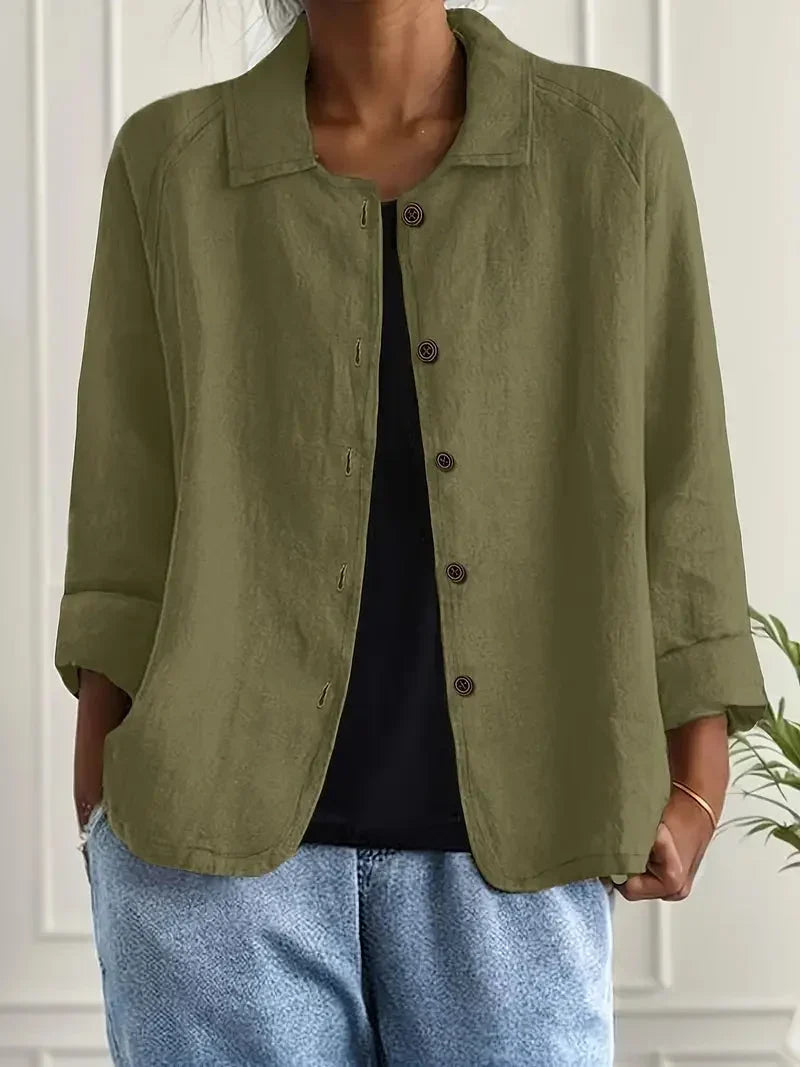 Women's Lightweight Button-Through Casual Jacket – Relaxed Spring Layer for Everyday Wear