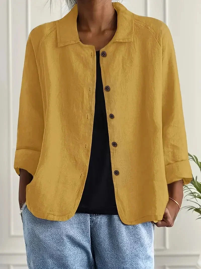 Women's Lightweight Button-Through Casual Jacket – Relaxed Spring Layer for Everyday Wear