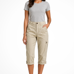 Women's Cropped Cargo Pants with Utility Pockets – Mid-Rise Relaxed Capri Pants