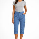 Women's Cropped Cargo Pants with Utility Pockets – Mid-Rise Relaxed Capri Pants