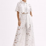 Women's Patterned Short Sleeve Blouse and Wide-Leg Pants Set – Relaxed Summer Two-Piece