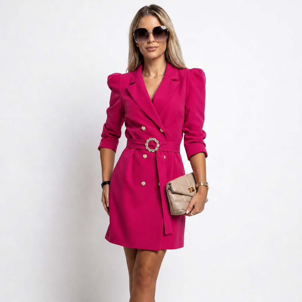 Women's Wrap Blazer Dress with Long Sleeves – Tailored Mini Dress for Formal Dinners & Work Events
