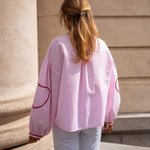 Women's Gingham Tie-Front Blouse with Ruffles & Puff Sleeves – Long Sleeve Statement Top
