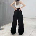 Women's Baggy Parachute Cargo Pants with Drawstring Cuffs – Relaxed Utility Pants
