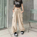 Women's Baggy Parachute Cargo Pants with Drawstring Cuffs – Relaxed Utility Pants