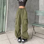 Women's Baggy Parachute Cargo Pants with Drawstring Cuffs – Relaxed Utility Pants