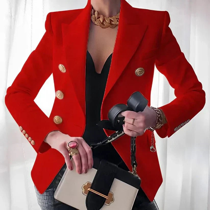 Women's Double-Breasted Slim Fit Blazer – Tailored Jacket for Office, Work & Cooler Evenings