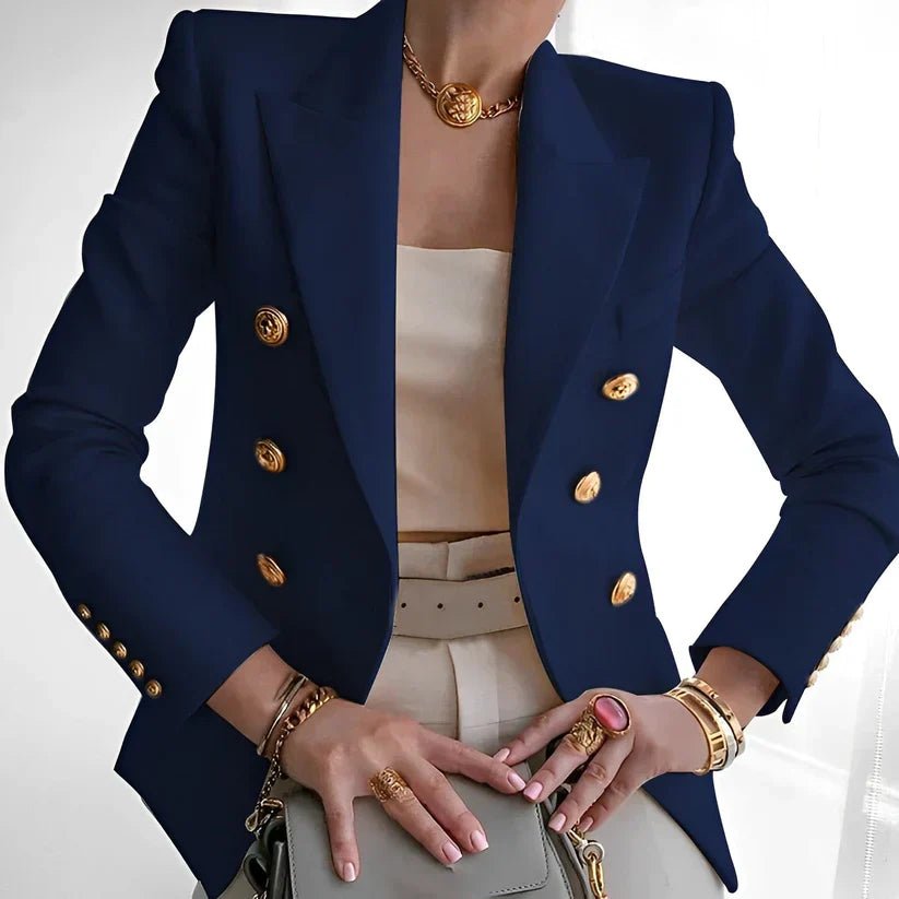 Women's Double-Breasted Slim Fit Blazer – Tailored Jacket for Office, Work & Cooler Evenings