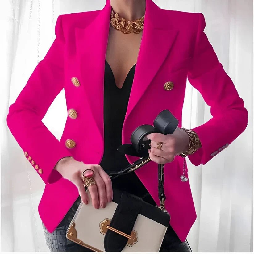 Women's Double-Breasted Slim Fit Blazer – Tailored Jacket for Office, Work & Cooler Evenings