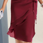 Women's Flutter Sleeve Midi Dress with Waist Knot and Ruffle Hem – Formal Wedding Guest Dress