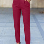 Women's High Waisted Pleated Tapered Work Pants with Pockets – Tailored Office Pants